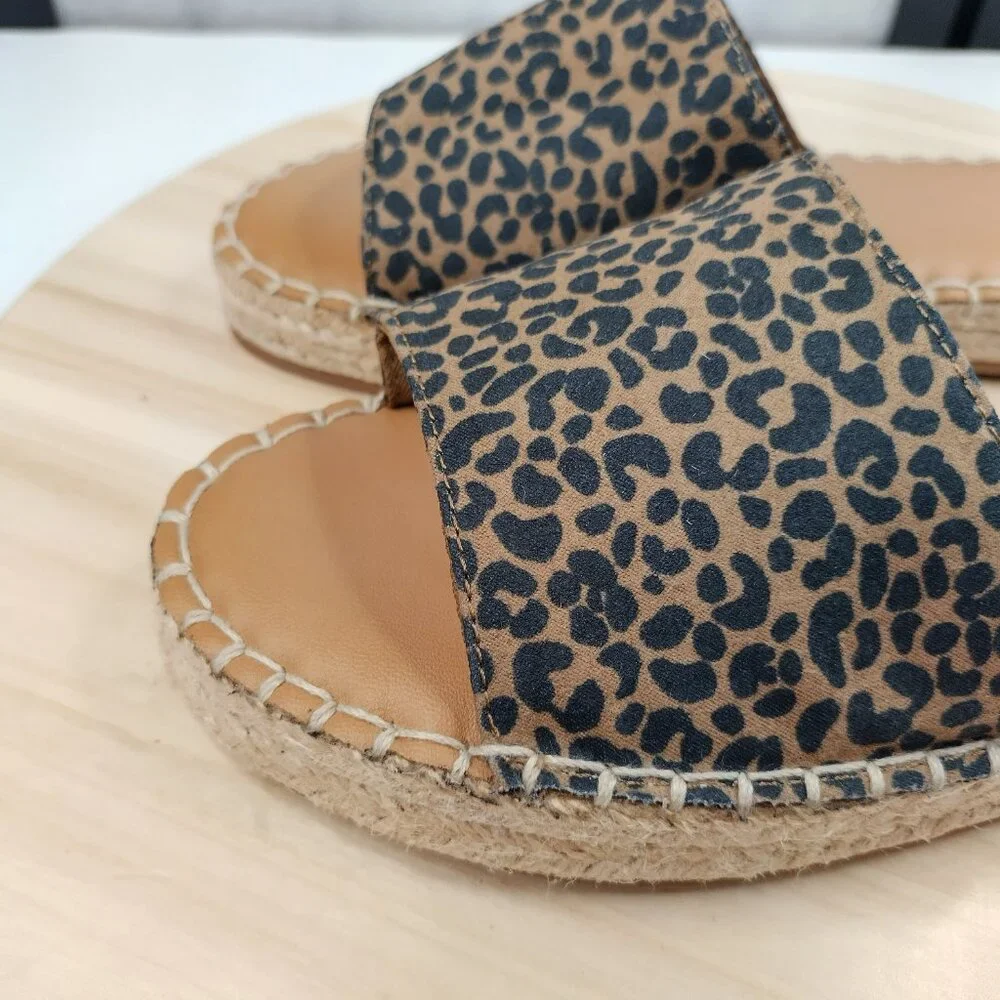 Old Navy Faux Suede Espadrille Tan & Black Sandals Women US 9